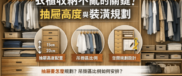 衣櫃收納不亂的關鍵！抽屜高度與裝潢規劃一次搞懂